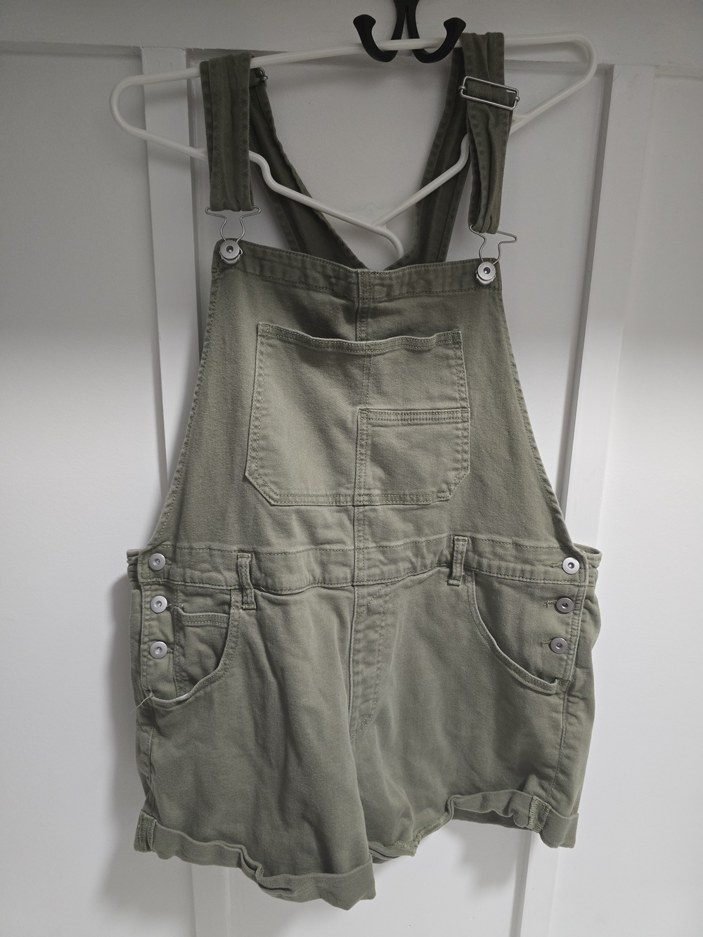Olive Green Women's Short Overalls